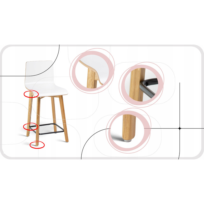 Барний стілець Hoker Deltachairs, білий/дуб, дерево, 90 см