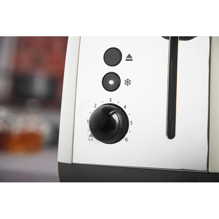 Тостер Russell Hobbs Colours Plus Edelstahl Creme на 2 тости, нержавіюча сталь - з підставкою для булочок, 6 режимів підсмажування, розморожування, Lift & Look, 1600 Вт