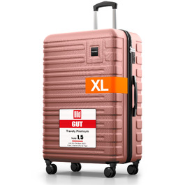 Валіза Travely XL 77 см з полікарбонату, містка валіза для подорожей 100 л, твердий корпус, TSA замок, 4 колеса, колір Rose Gold (77x52x29 см)