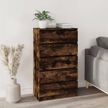 Комод vidaXL з висувними шухлядами, димчастий дуб, 60x36x103 см, ДСП