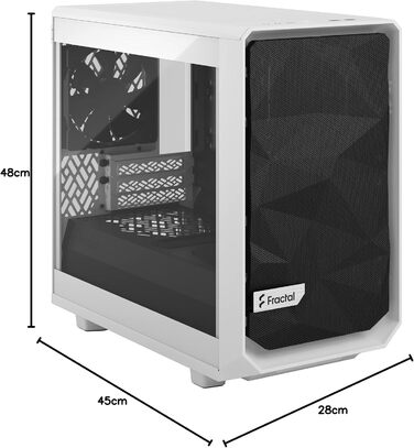 Корпус Fractal Design Meshify 2 Nano White TG Clear Tint, білий, скляна панель, компактний, для ігрових ПК
