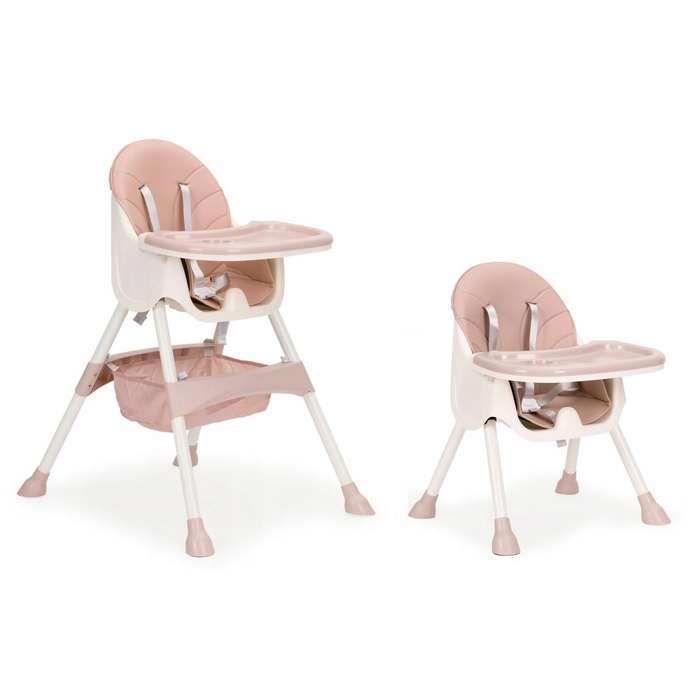 Стілець для годування 2в1 з 5-точковими ременями ECOTOYS, рожевий
