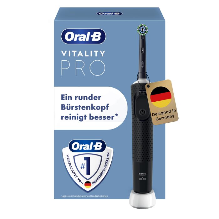 Електрична зубна щітка Oral-B Vitality Pro з 3 режимами чищення та насадкою Protect X Clean, чорна