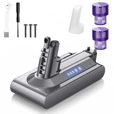 Акумуляторна батарея для пилососа Dyson V10 25.2V 8000mAh (SV12 Absolute, Animal, Motörhead, Fluffy) з набором інструментів та фільтрами, сірий
