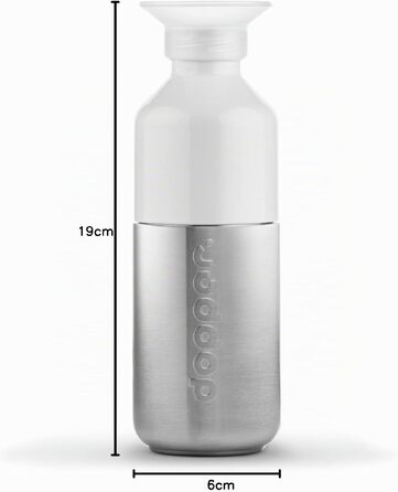 Сталева пляшка для води Dopper 350 мл, срібляста — герметична спортивна фляга з нержавіючої сталі 18/8, без BPA, для спорту, офісу та подорожей