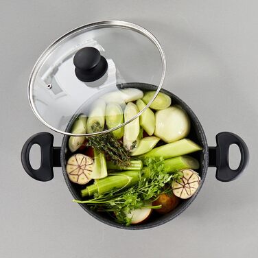 Каструля Russell Hobbs Metallic Marble 24 см, 2 л, антипригарна, для індукції, з кришкою з гартованого скла, м’які ручки