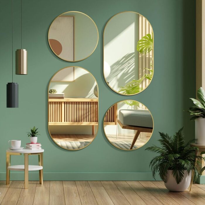 Дзеркало настінне овальне HOKO Design 45x75 см з металевим матовим каркасом. Можлива вертикальна та горизонтальна установка. Підходить для ванної, коридору, спальні та вітальні.