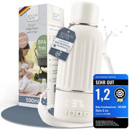 Підігрівач для пляшечок Baby 500 мл, швидкий нагрів за 3 хв, BPA-free, стерилізація, портативний, акумуляторний, білий матовий