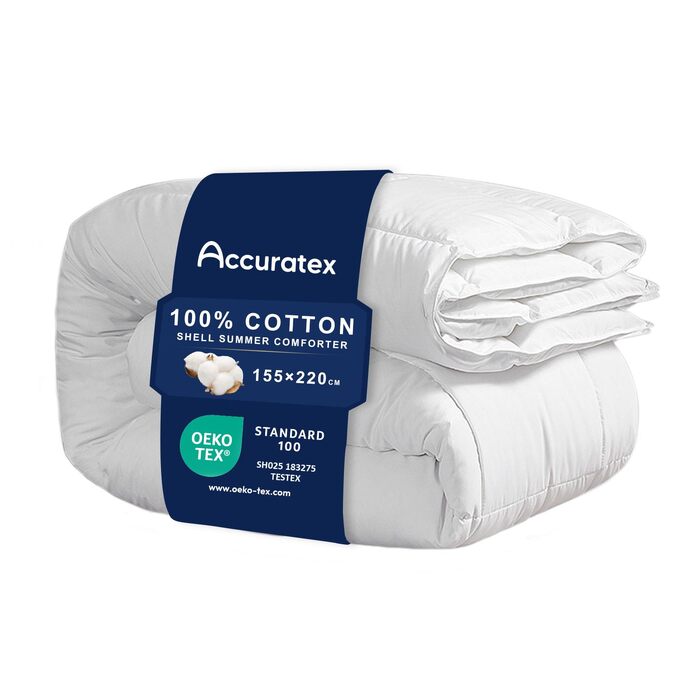 Зимова ковдра ACCURATEX з 100% бавовняним чохлом, щільність 450 г/м², розмір 155×220 см (з літнім наповнювачем 250 г/м²)