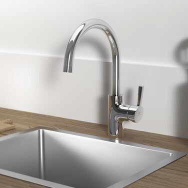 Змішувач кухонний Ideal Standard Alero з висувним душем, поворотний 360°, економія води 12 л/хв, хром (C-вилив)