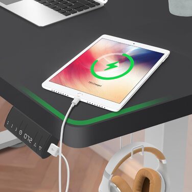 Електричний стіл TRIUMPHKEY 200x80 см, регульований по висоті, з USB, пам’яттю, антиколізією, комп’ютерний, чорний