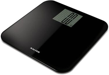 Електронна ваги для ванної Salter 9049 BK3R, 250 кг, велика платформа, точне вимірювання, Step-On технологія, чорна