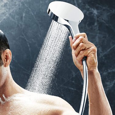 Душова лійка Hansgrohe Rainfinity з ручним душем, 3 режими струменя, антивапнясте покриття, круглий дизайн (130 мм), хром