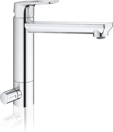 Змішувач кухонний GROHE з високим виливом, поворотний на 360°, хром (31367001) з металевим кріпленням та попереднім закриттям води