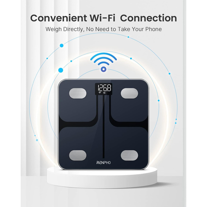 Цифрова розумна вага RENPHO для аналізу складу тіла з Wi-Fi та Bluetooth, персональна ваги з BMI, додатком для фітнесу та технологією Step-On
