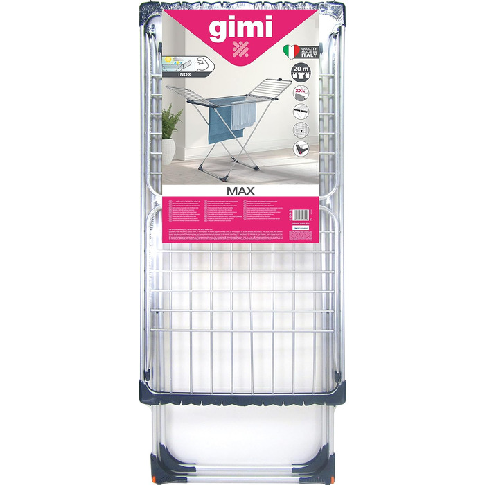 Сушарка для білизни Gimi Max підлогова, нержавійка та алюміній, 20 м