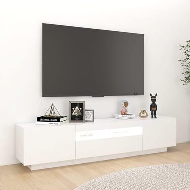 Тумба під телевізор vidaXL з LED підсвіткою, біла, 180x35x40 см, сучасна ТВ-тумба, комод для вітальні