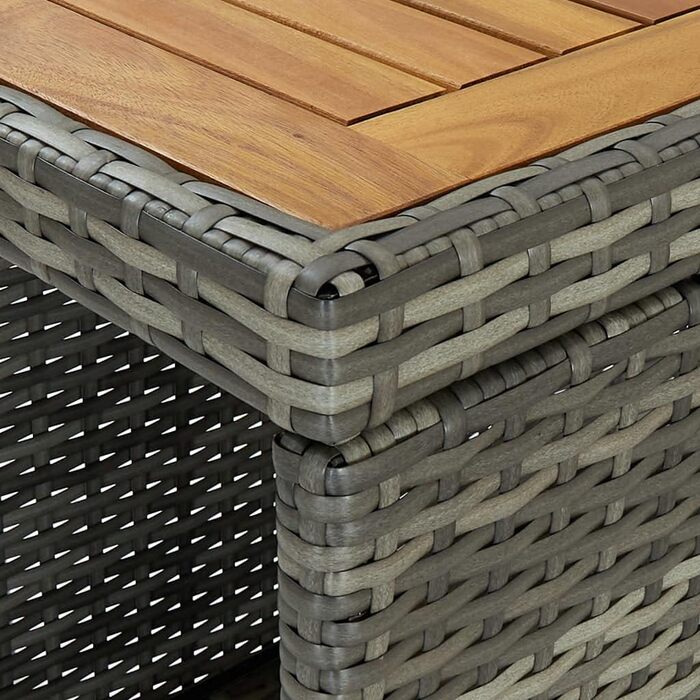 Барний стіл із полицею vidaXL, кухонний високий стіл, сірий, 120x60x110 см, поліратан