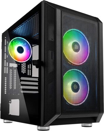 Корпус для ПК KOLINK Citadel Mesh RGB Micro-ATX, скляна панель, чорний, прозоре бічне вікно, компактний корпус для комп'ютера