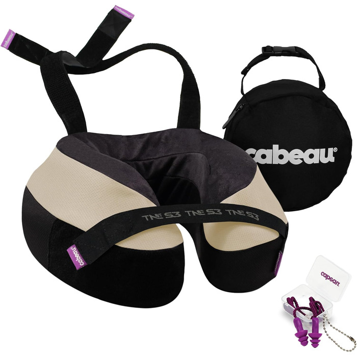 Подорожня подушка для шиї Cabeau Evolution TNE S3 Cairo, ортопедична memory foam, з кріпленням, для літака, офісу, дому, ігор