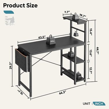 Ігровий стіл Bestier GAM 113x50 см, комп'ютерний стіл для геймерів