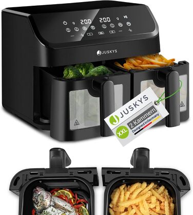 Juskys аерофритюрниця 9 л з двома кошиками, тефлонове покриття, 9 програм, Smart Finish, XXL