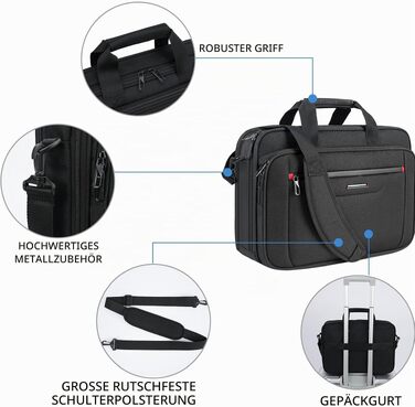 Сумка для ноутбука VANKEAN Premium Briefcase, захисний чохол для ноутбука до 15.6 дюймів (Чорний/Червоний)