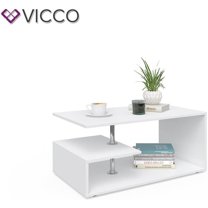 Журнальний стіл Vicco Guillermo білий 91x41x53 см