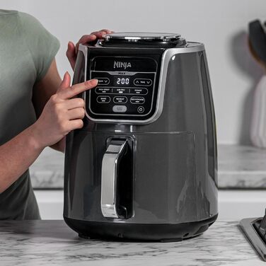 Аерофритюрниця Ninja Air Fryer MAX 5,2 л, сімейна, антипригарна, 6-в-1, сірий/чорний, модель AF160EU, кошик для миття в посудомийці