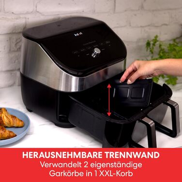 Мультифункціональна аерофритюрниця Instant VersaZone XXL 8,5 л з подвійною та одинарною камерою, цифровий аерофрайер з 8 режимами: фритюр, випікання, запікання, гриль, сушка, розігрів, нержавіюча сталь