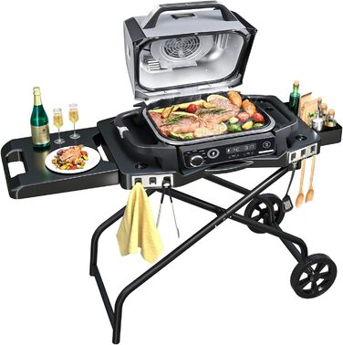 Підставка для гриля Denmay для Ninja Woodfire OG700, Pit Boss, Blackstone, Traeger Ranger, з підставкою та кошиком (чорний)