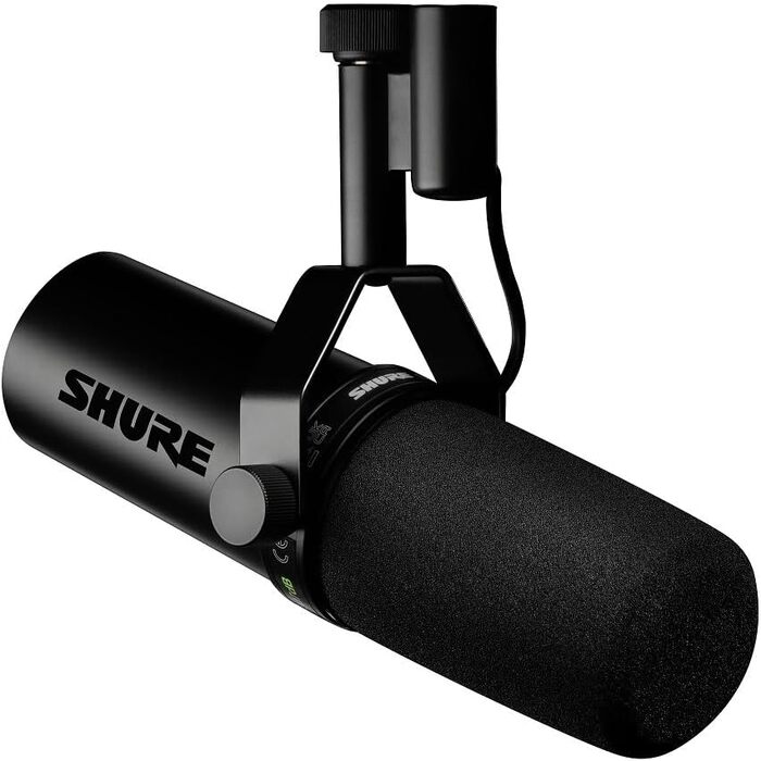 Мікрофон Shure SM7dB динамічний для мовлення, вокалу та подкасту з вбудованим підсилювачем, широкий частотний діапазон, теплий м'який звук, чорний