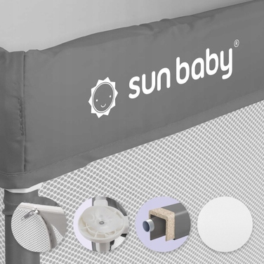 Манеж Sun Baby сірий з каркасом, 150x200x68 см