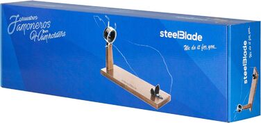 Підставка для хамону Steelblade 011115, обертається на 360°, з ножем 28 см і 2 тарілками з натурального сланцю, дерев'яно-сталева, для хамону та палети