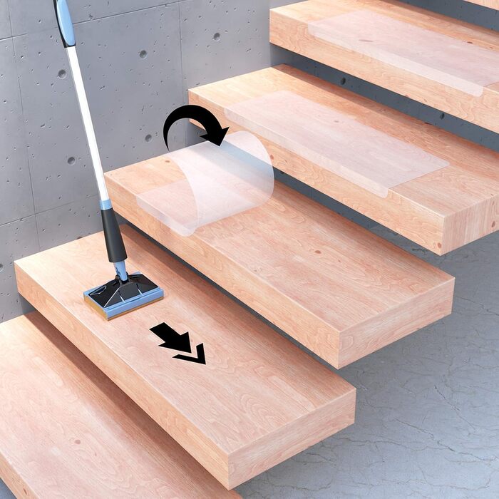 15 х Sossai® прозорі самоклейкі накладки для сходів STAIR PROTECT 20x65 см | захист сходів, легке очищення