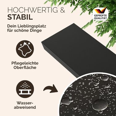 Полиця настінна Casaria Holz Schwarz 90 см для кухні, вітальні, коридору - чорна матова, витримує до 15 кг