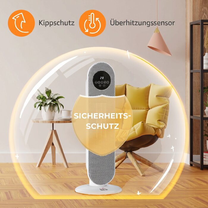 Керамічний обігрівач PTC 2000 Вт з дистанційним керуванням, функцією обертання та таймером на 12 годин