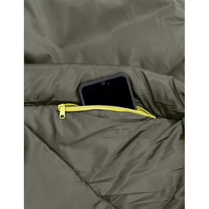 Трисезонний спальний мішок VAUDE Sioux 800 II синій, синтетичний кокон для кемпінгу (2°C – 8°C), 220x80 см, блискавка справа