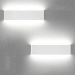 LED настінні світильники Ledmo 12W, 4 шт, чорні, алюмінієві, тепле біле світло 3000K, для внутрішнього освітлення, Up&Down лампи