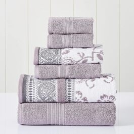 Комплект рушників Modern Threads Ophelia Orchid, 6 шт. — 2 банних, 2 для рук, 2 для обличчя, жакардові, бавовна, фіолетовий колір