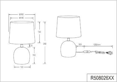 Настільна лампа Reality Leuchten Malu R50802667, керамічна основа чорна, текстильний абажур, 1xE14, стильний дизайн