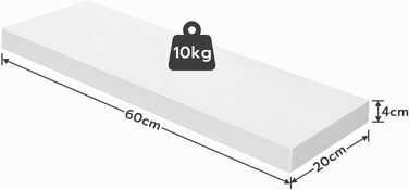 Набір плаваючих полиць HOOBRO 2 шт., 60x20x3.8 см, білі, з прихованими кронштейнами для ванної, спальні, кухні, офісу, вітальні