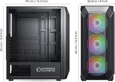 Ігровий корпус для ПК EMPIRE GAMING Ruby ARGB, середній Tower ATX/MATX/ITX, 4 вентилятори 120 мм, адресне підсвічування RGB, акрилова бічна панель, чорний