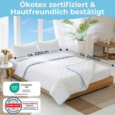 Літня стіпана ковдра Esdecke, дихаюча, сертифікована Ökotex, 220x240 см