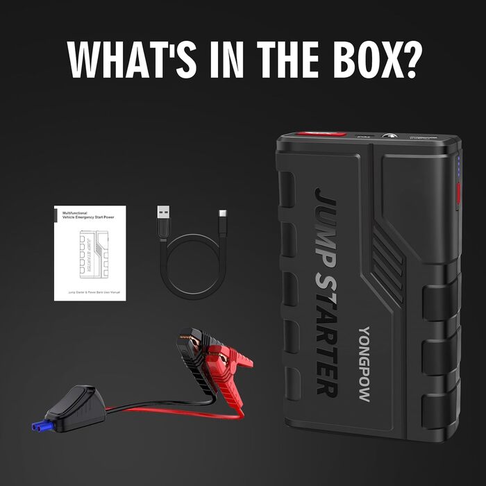 Бустер для автомобіля Starthilfe Powerbank 1500A 12V — Пусковий зарядний пристрій (джамп-стартер) для бензинових (до 7.0L) та дизельних (до 5.5L) двигунів, з LED-ліхтарем та USB-портом
