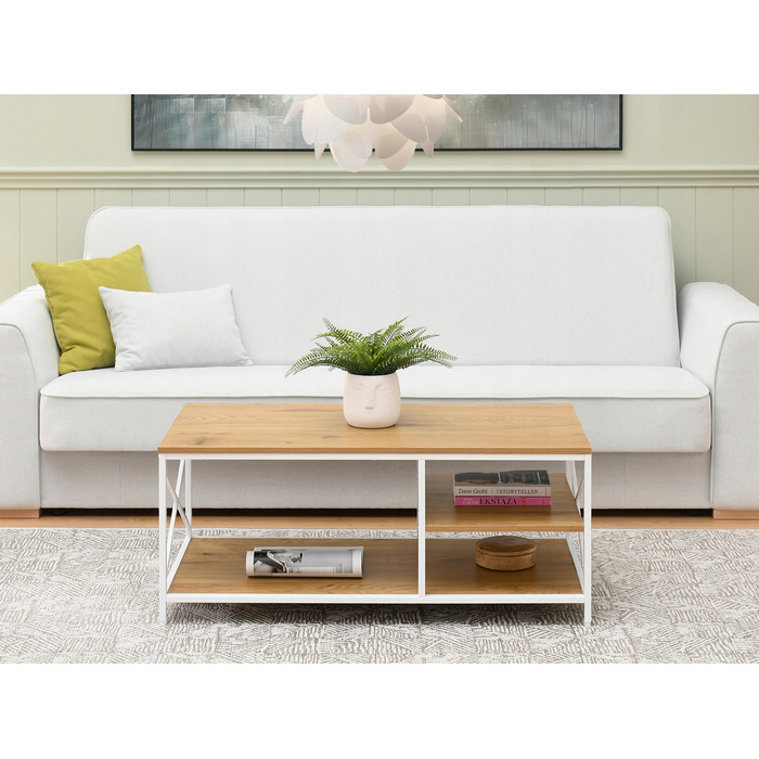 Журнальний стіл Mebel-Partner прямокутний, 100 x 50 x 43 см, білий