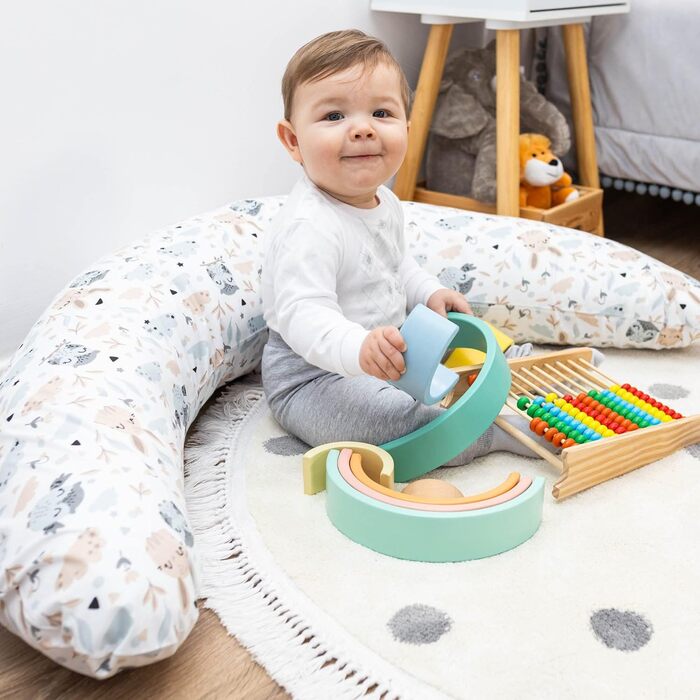 Подушка для вагітних та годування Totsy Baby XXL, 190 см, бавовна, для сну на боці, з совами
