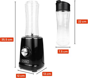 Блендер для смузі 500W Blend & Go, 600 мл, 2 швидкості, чорний - професійний блендер для коктейлів та протеїнових напоїв