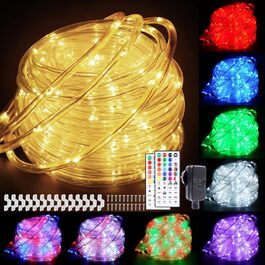 Світлодіодна гірлянда-шланг 30 м StarryEver, 300 LED, теплий білий та 24 різнокольорових, для вулиці, з пультом для саду
