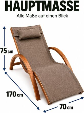 Садова шезлонг-крісло Ampel 24 Relax Tropica з підлікотниками, меблі з обробленого дерева, коричнева вологостійка оббивка